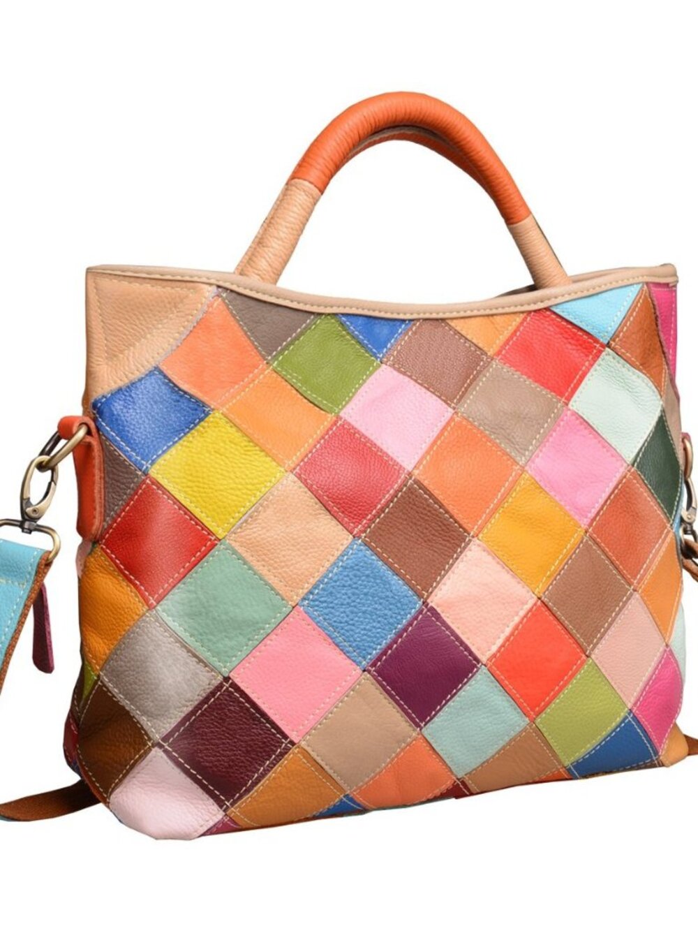 Leather Handbag for Women Colorful Purse Large Tote Hobo Shoulder Bag